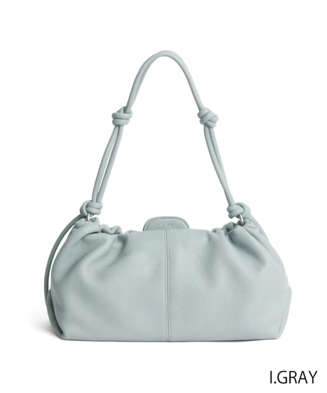【B-26414】BEAURE Cow Leather Gather Shoulder Bag｜カウレザー ギャザー ショルダーバッグ