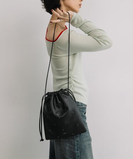 【B-26427】BEAURE STUDS SHEEP LEATHER SHOULDER BAG｜スタッズ シープレザー ショルダーバッグ