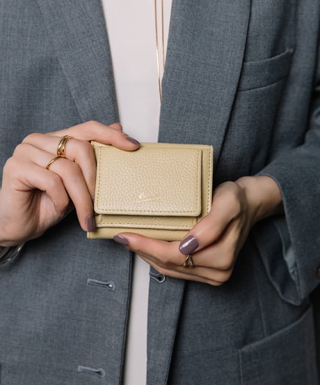 【B-26401】BEAURE COW LEATHER MINI WALLET｜カウレザー 三つ折り ミニ ウォレット