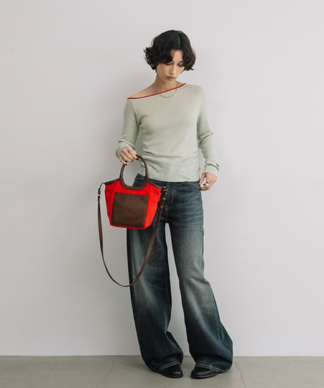 【B-26361】BEAURE コーデュロイ×コットン リバーシブル2WAYバッグ