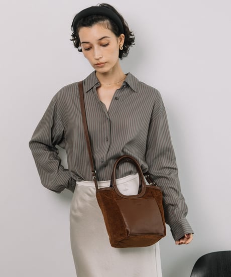 【B-26361】BEAURE コーデュロイ×コットン リバーシブル2WAYバッグ
