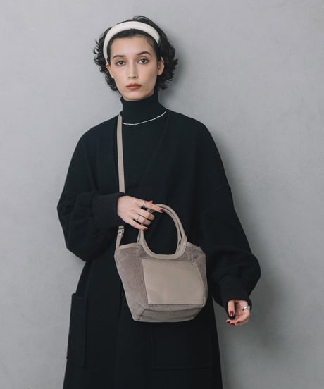 【B-26361】BEAURE コーデュロイ×コットン リバーシブル2WAYバッグ