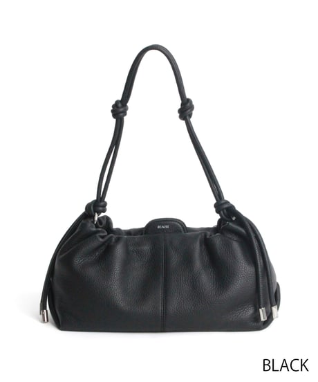 【B-26414】BEAURE Cow Leather Gather Shoulder Bag｜カウレザー ギャザー ショルダーバッグ