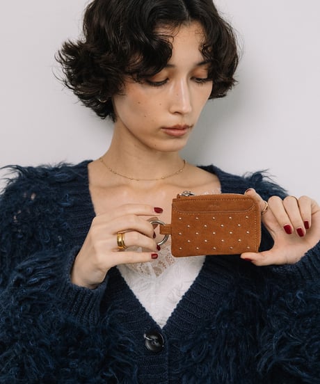 【B-26403】BEAURE Studs Suede Fragment Case｜スタッズ スエード フラグメントケース
