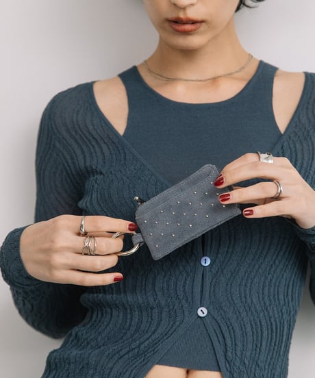 【B-26403】BEAURE Studs Suede Fragment Case｜スタッズ スエード フラグメントケース