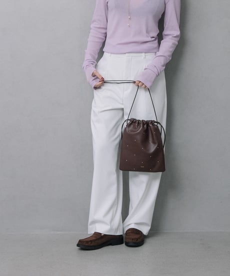 【B-26427】BEAURE STUDS SHEEP LEATHER SHOULDER BAG｜スタッズ シープレザー ショルダーバッグ