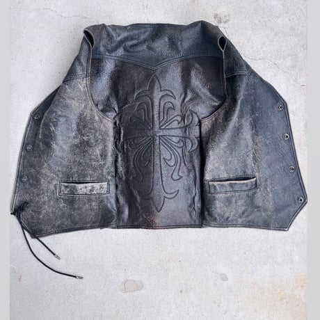 cross leather vest
