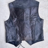 cross leather vest