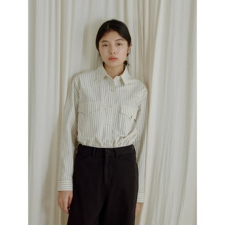 - AUTHENTIC series - western pick stitch shirt/stripe_an0059