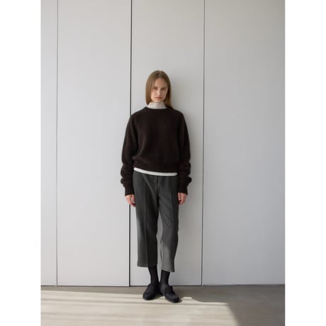 - AUTHENTIC series - cashmere raccoon rich knit pullover/deep brown_an0066