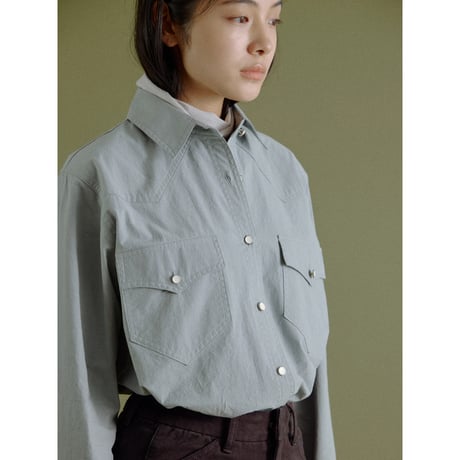 - AUTHENTIC series - western pick stitch shirt/sax blue_an0060