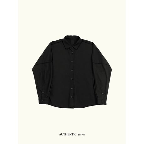 - AUTHENTIC series - vintage like over washed shirt/black_an0062