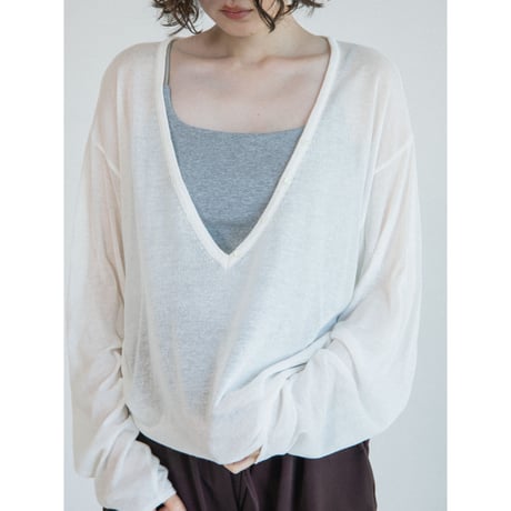 《予約販売》button accent sheer knit tops/2colors_nt2620
