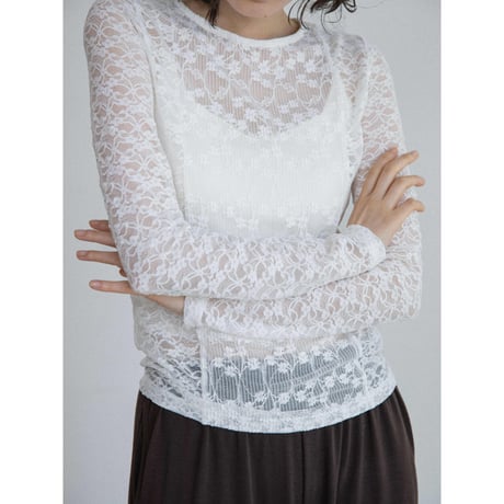 《予約販売》lacy accent sheer tops/2colors_nt2662