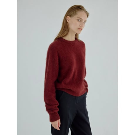 - AUTHENTIC series - cashmere raccoon rich knit pullover/deep red_an0065