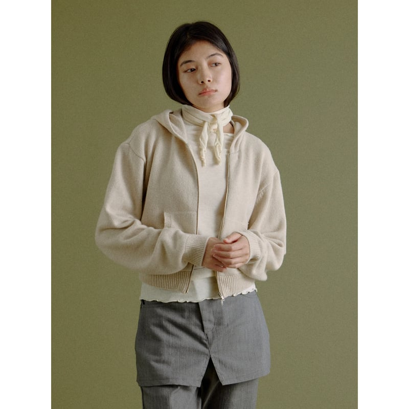 NOKCHA original】wool blend zipup hoodie/ivory,