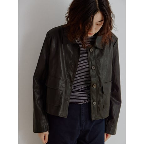 《予約販売》leather like minimal jacket/2colors_no0544