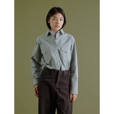 - AUTHENTIC series - western pick stitch shirt/sax blue_an0060
