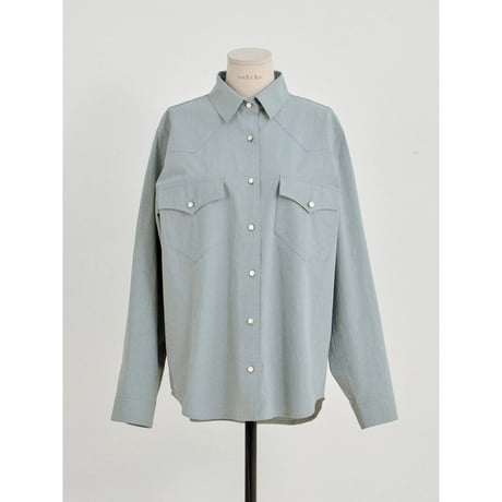 - AUTHENTIC series - western pick stitch shirt/sax blue_an0060