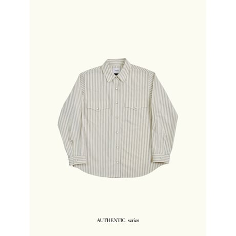 - AUTHENTIC series - western pick stitch shirt/stripe_an0059