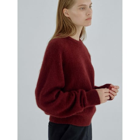 - AUTHENTIC series - cashmere raccoon rich knit pullover/deep red_an0065