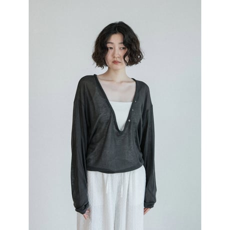 《予約販売》button accent sheer knit tops/2colors_nt2620