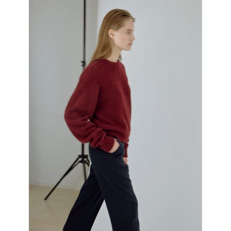 - AUTHENTIC series - cashmere raccoon rich knit pullover/deep red_an0065