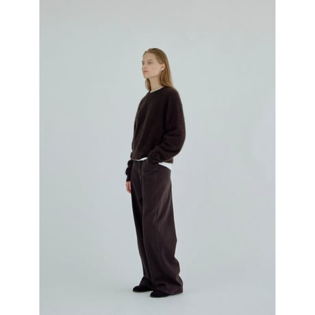 - AUTHENTIC series - cashmere raccoon rich knit pullover/deep brown_an0066
