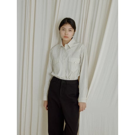- AUTHENTIC series - western pick stitch shirt/stripe_an0059