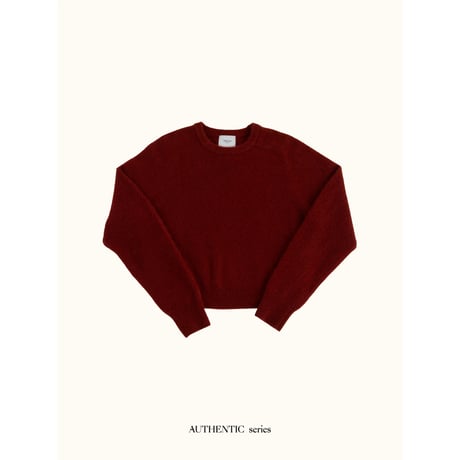 - AUTHENTIC series - cashmere raccoon rich knit pullover/deep red_an0065