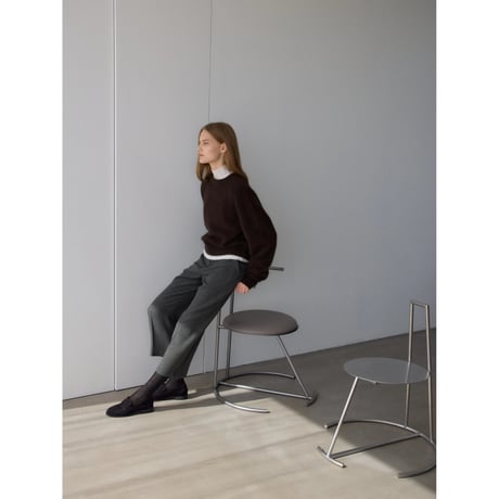 - AUTHENTIC series - cashmere raccoon rich knit pullover/deep brown_an0066