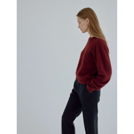 - AUTHENTIC series - cashmere raccoon rich knit pullover/deep red_an0065