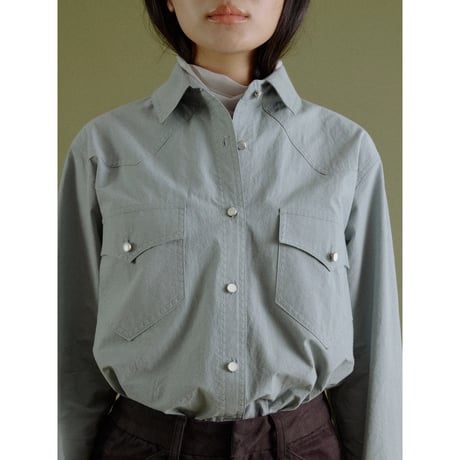 - AUTHENTIC series - western pick stitch shirt/sax blue_an0060