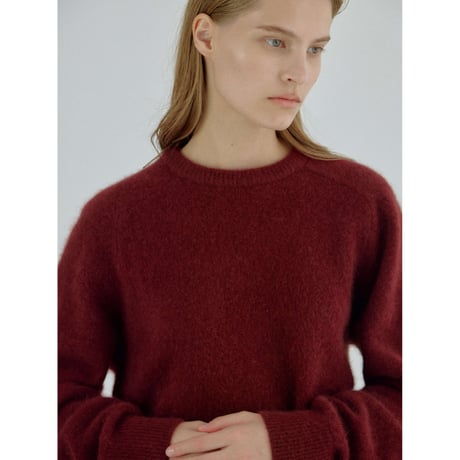 - AUTHENTIC series - cashmere raccoon rich knit pullover/deep red_an0065