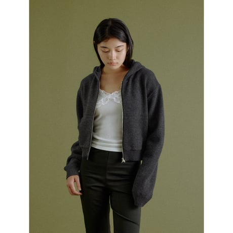 【NOKCHA original】wool blend zipup hoodie/deep brown,charcoal_nt2666