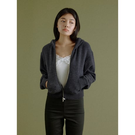 【NOKCHA original】wool blend zipup hoodie/deep brown,charcoal_nt2666