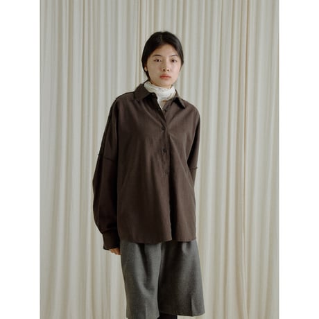 【 RESTOCK 】 - AUTHENTIC series - vintage like over washed shirt/ash brown_an0045