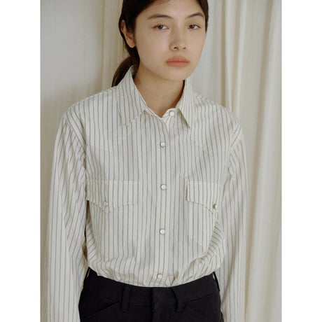 - AUTHENTIC series - western pick stitch shirt/stripe_an0059