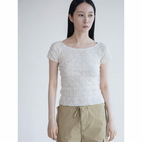 《予約販売》jacquard accent stretch tops/2colors_nt2649