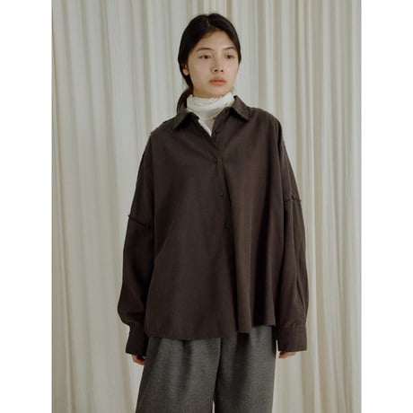 【 RESTOCK 】 - AUTHENTIC series - vintage like over washed shirt/ash brown_an0045