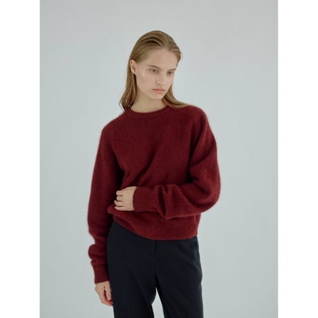 - AUTHENTIC series - cashmere raccoon rich knit pullover/deep red_an0065