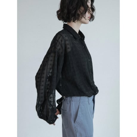 《予約販売》pattern sheer shirt/2colors_nb0402