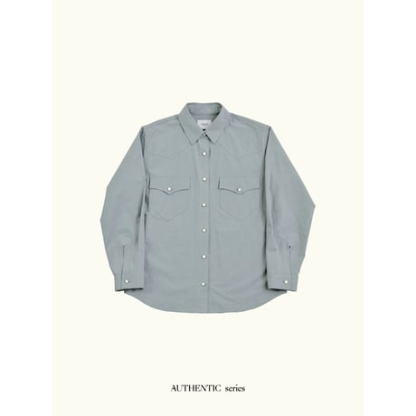 - AUTHENTIC series - western pick stitch shirt/sax blue_an0060