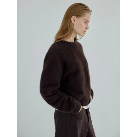 - AUTHENTIC series - cashmere raccoon rich knit pullover/deep brown_an0066