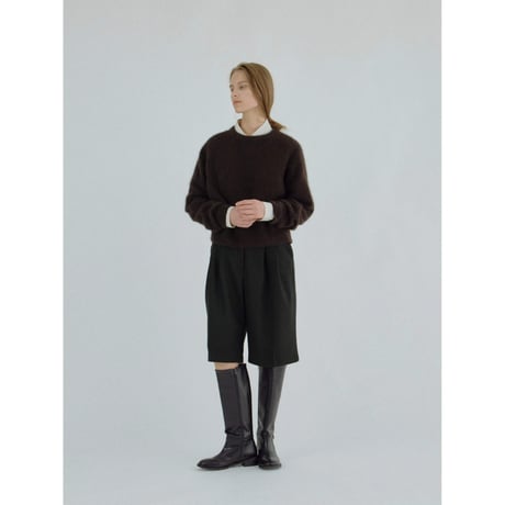 - AUTHENTIC series - cashmere raccoon rich knit pullover/deep brown_an0066