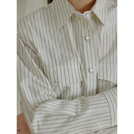 - AUTHENTIC series - western pick stitch shirt/stripe_an0059