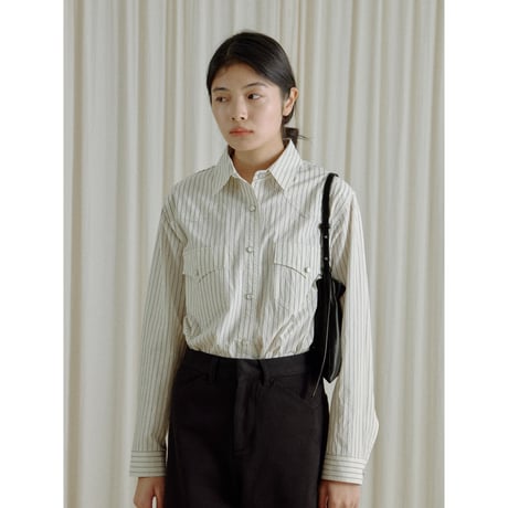 - AUTHENTIC series - western pick stitch shirt/stripe_an0059