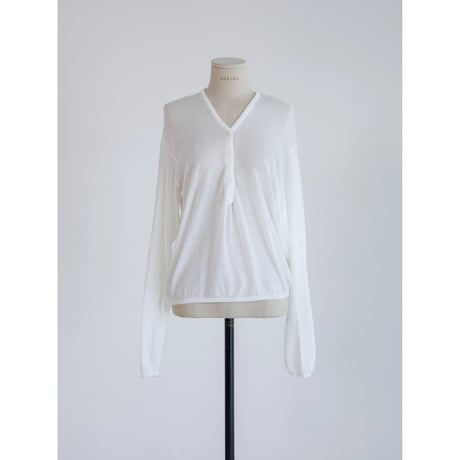 《予約販売》button accent sheer knit tops/2colors_nt2620