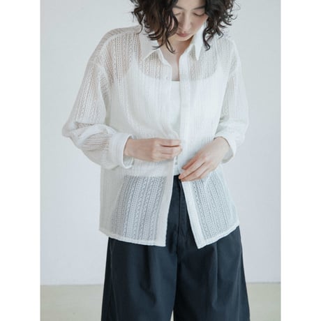 《予約販売》lacy minimal sheer shirt/2colors_nb0405