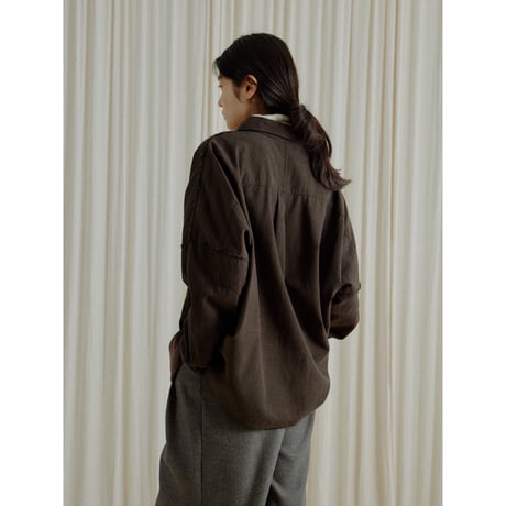 【 RESTOCK 】 - AUTHENTIC series - vintage like over washed shirt/ash brown_an0045